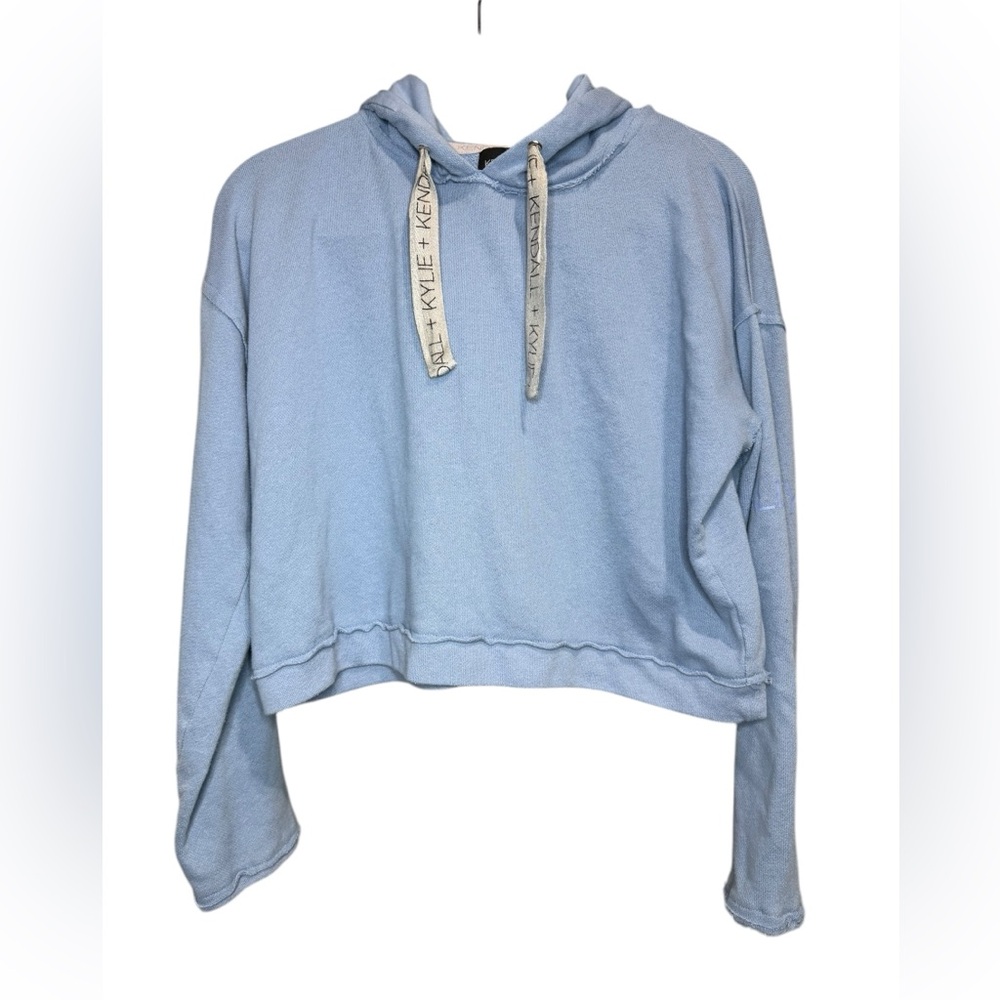 Kendall + Kylie cropped‎ hoodie in a light blue size small
